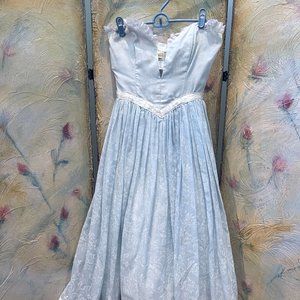 Vintage 50's 60's Light Blue Long Gown w Crinoline Layers - Cinderella Vibes!